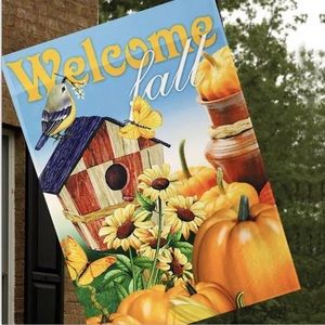 Welcome to Fall Outdoor MORIGINS Flag Large Autumn Birdhouse Harvest Pumpkins!
